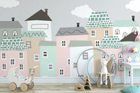 Quiet and tranquil neighborhood mural for serene interiors.
