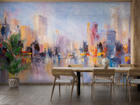 Sophisticated metropolitan reflections mural for chic spaces.