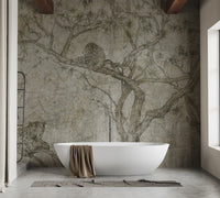 Removable predator tree mural adding dramatic wall appeal.