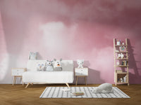 Misty pink clouds mural offering a serene and dreamy vibe.
