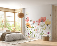 Pastel watercolor petal mural for a calming wall aesthetic.