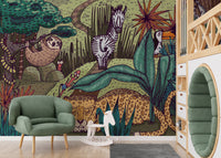 Captivating jungle-themed mural for adventurous wall decor.
