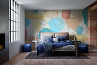 Dreamy abstract design mural with vibrant watercolor tones.

