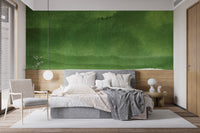 Serene green wallpaper mural with tranquil, soothing shades.

