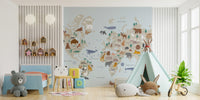 Safari-themed mural with vibrant wildlife for adventurous decor.
