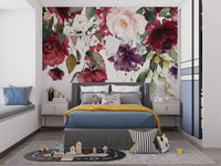 Blooming romance floral mural with elegant and vibrant blossoms.

