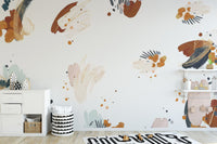 Watercolor floral view mural with soft and elegant flower designs.
