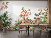 Watercolor botanical mural for tranquil and elegant wall spaces.
