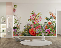 Elegant botanical mural with watercolor tones for serene walls.
