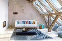 Gilded pink blossom mural adding sophistication to modern interiors.
