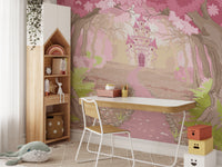 Enchanting castle mural creating a majestic dreamlike ambiance.
