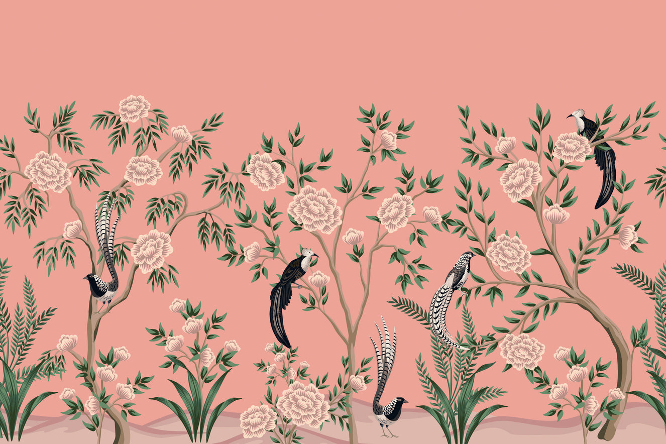 Rustic Florals Chinoiserie Floral Mural
