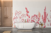 Dried flower mural adding a garden touch to elegant interiors.
