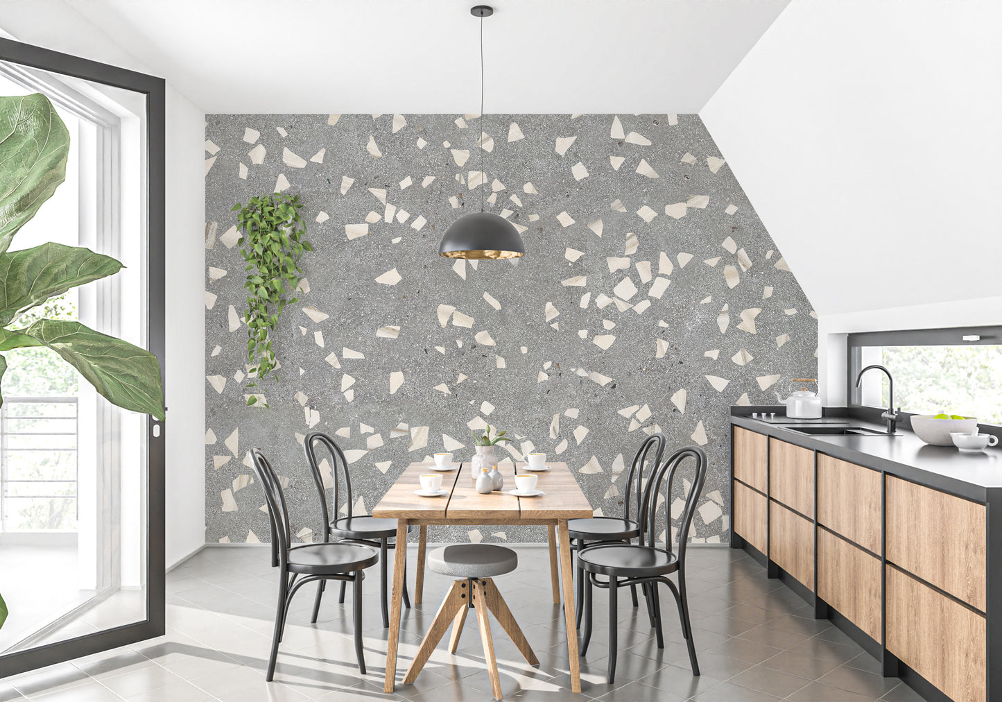 Elegant misty marble wall mural for tranquil decor
