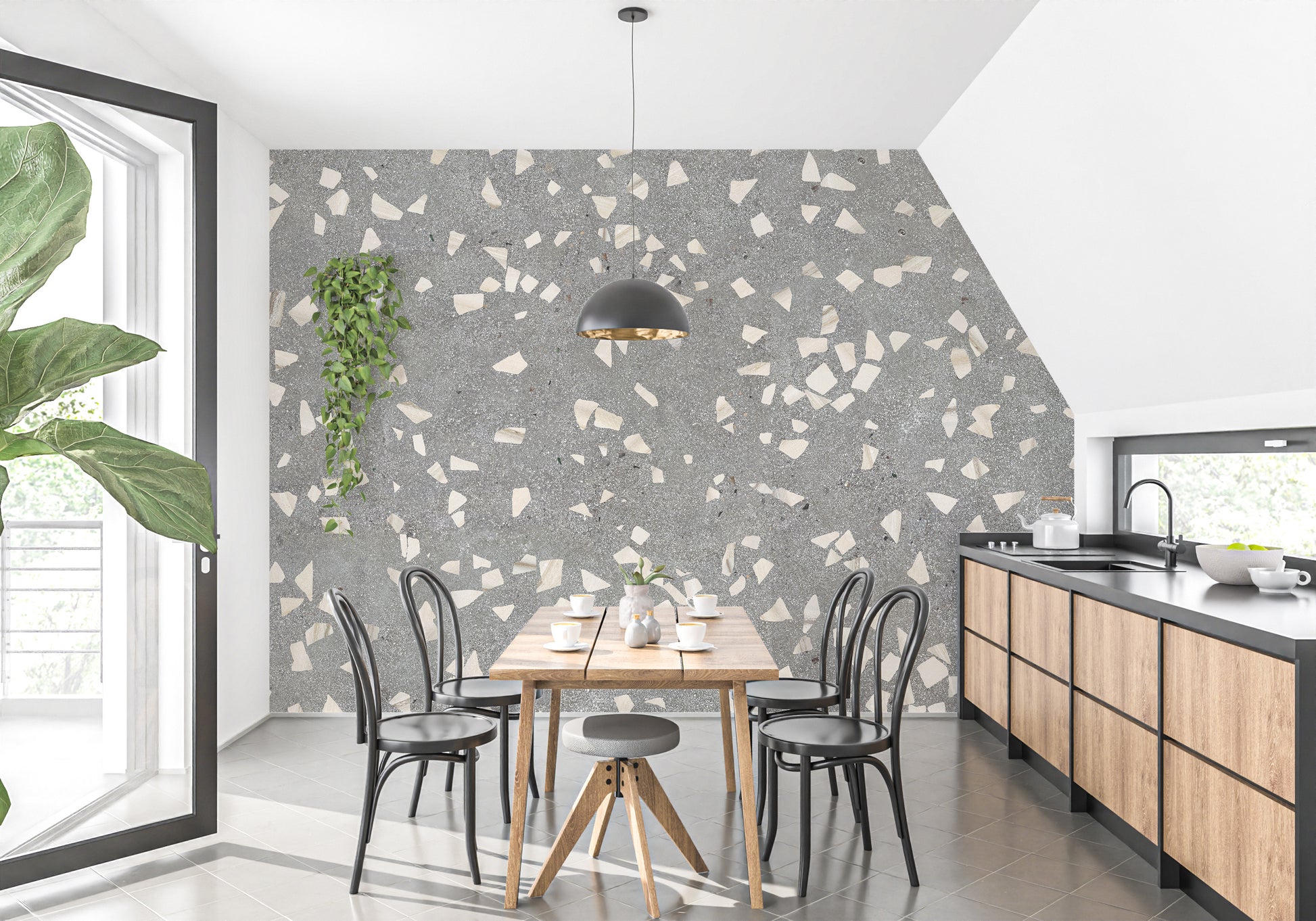 Elegant misty marble wall mural for tranquil decor
