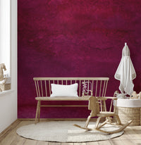Sophisticated burgundy mural with artistic brushstrokes
