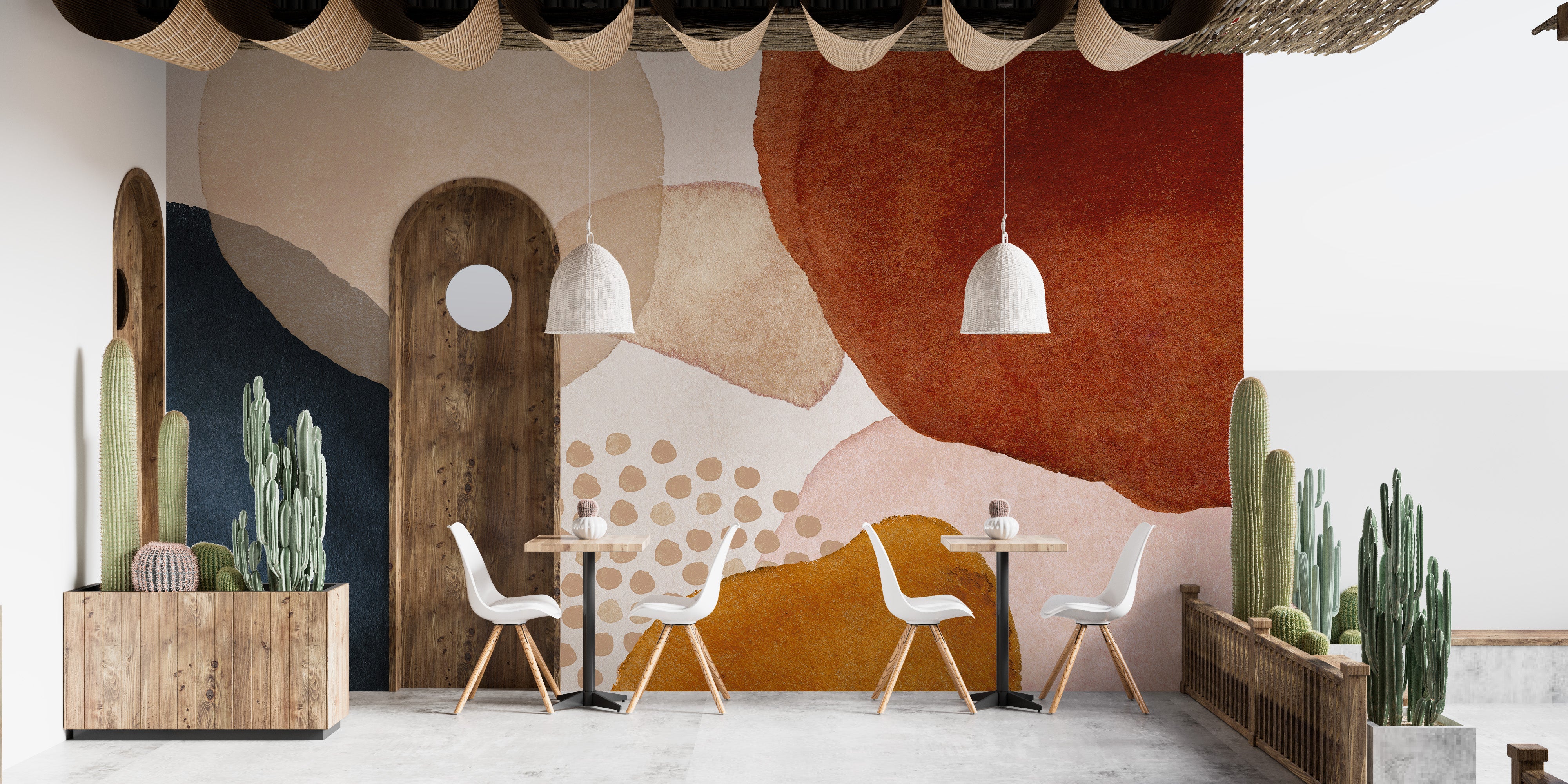 Subtle watercolor wall mural for refined interiors
