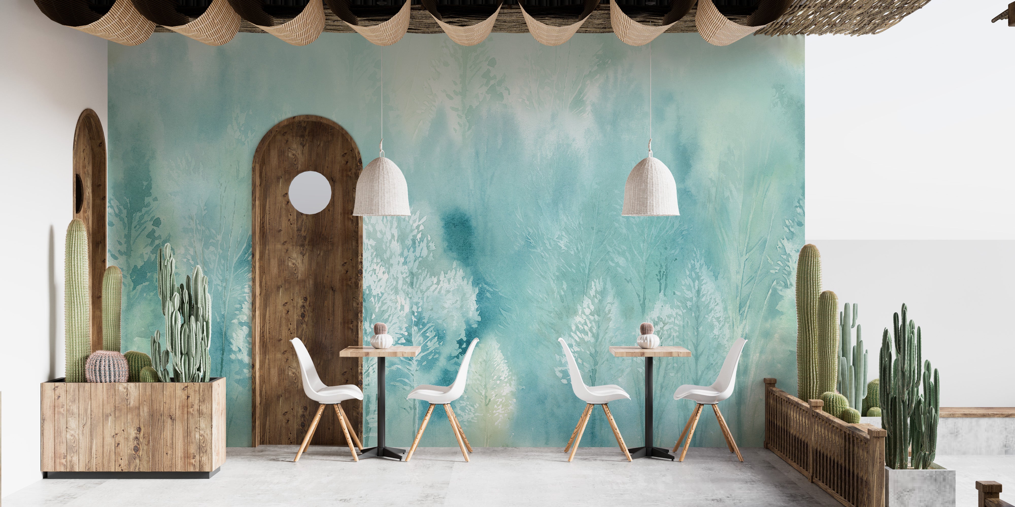 Tree landscape mural adding charm and tranquility to walls.
