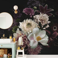 Elegant butterfly mural featuring a harmonious floral oasis.
