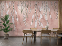 White orchids drape wallpaper mural for elegant home decor.
