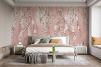 Cascading white orchids mural for timeless floral charm.



