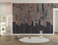 Gritty deco fusion mural with bold and modern artistic design.
