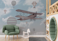 Artistic flight-themed mural for cheerful kids' wall decor.
