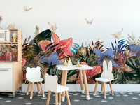 Vibrant garden delight mural for cheerful and elegant interiors.

