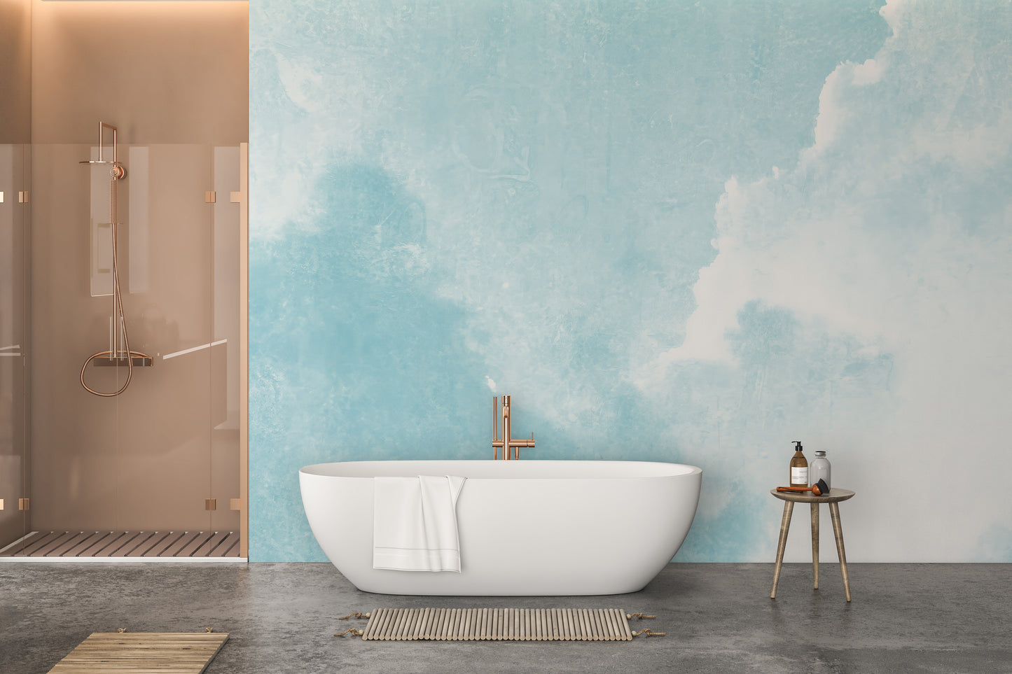 Wall mural showcasing soft blue clouds for serene spaces.
