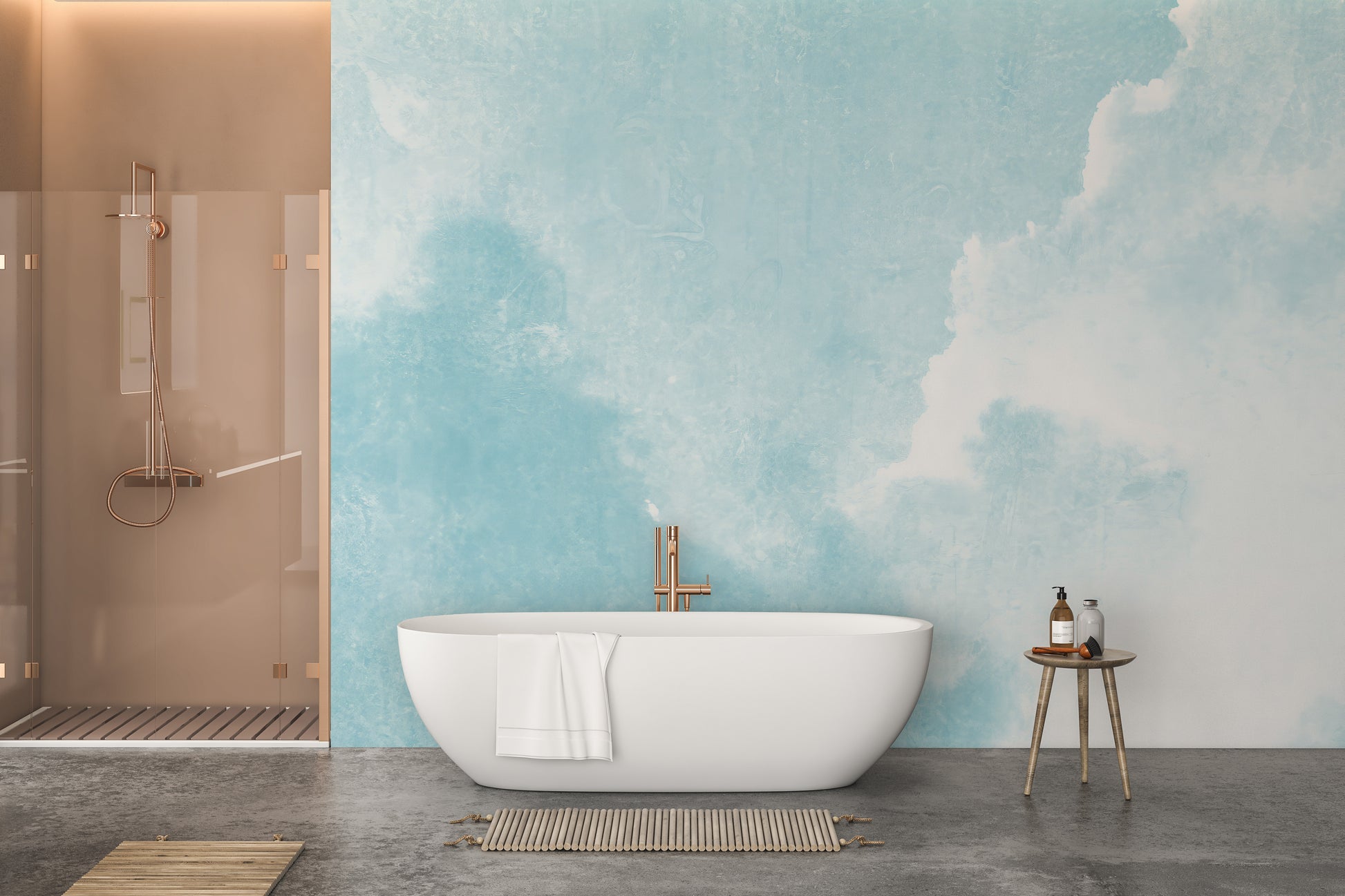 Wall mural showcasing soft blue clouds for serene spaces.
