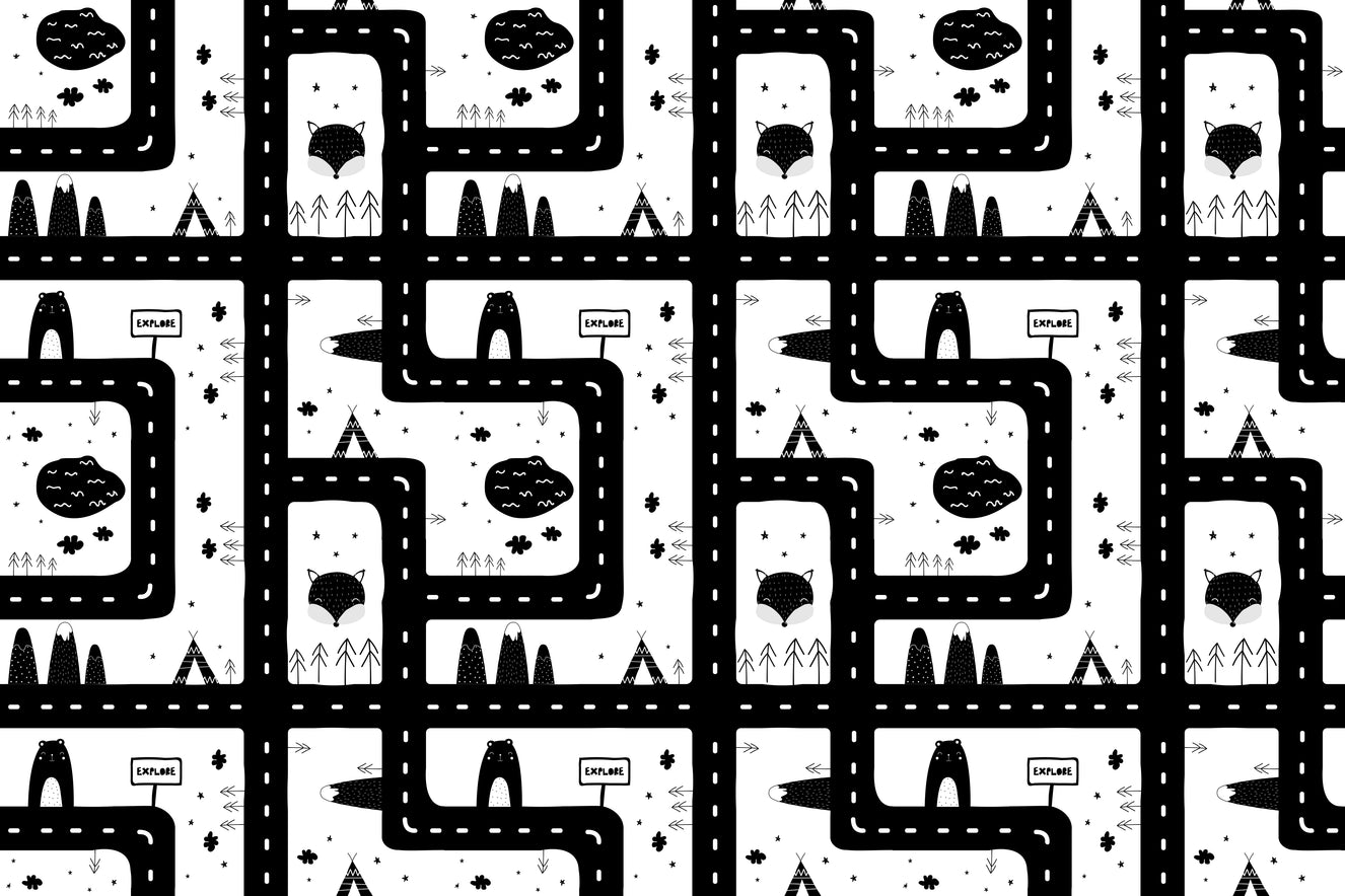 Monochromatic Cityscape Magic Kids Room Murals