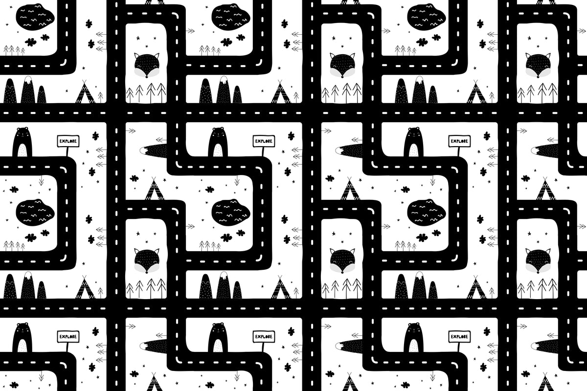 Monochromatic Cityscape Magic Kids Room Murals in your room