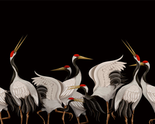 Japanese Crane Elegance Removable Murals