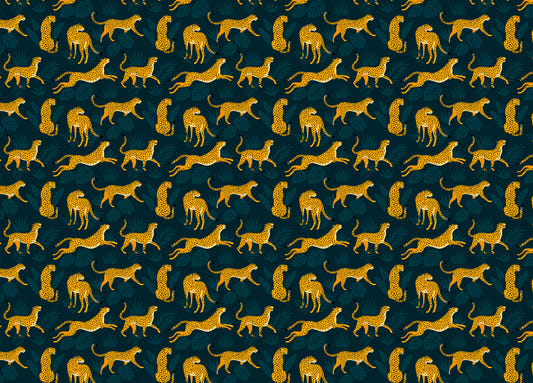 Kids Room Leopard Tropical Leaves Pattern Wallpaper