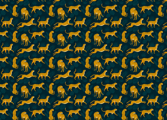 Kids Room Leopard Tropical Leaves Pattern Wallpaper