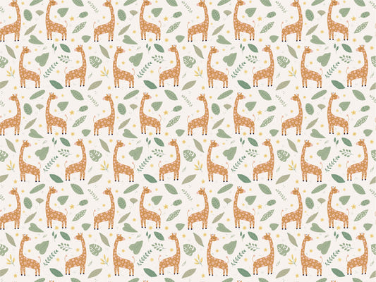 Giraffe and Leaves Wallpaper Mural - Yellow