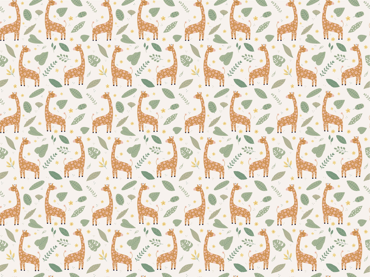 Giraffe and Leaves Wallpaper Mural - Yellow in your room