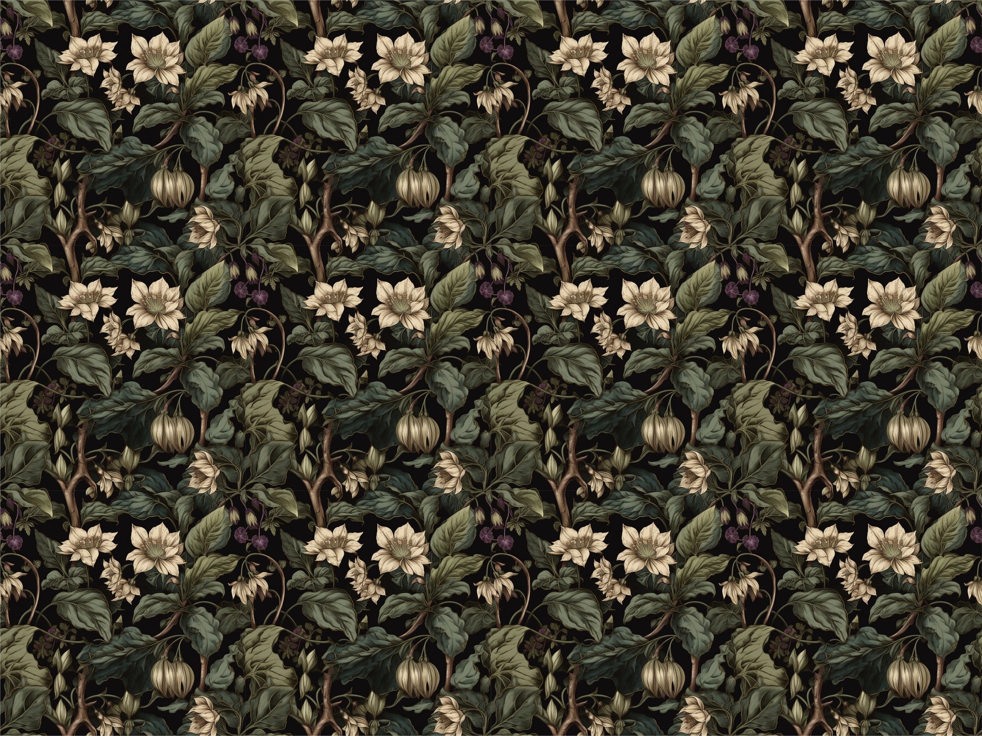 Botanical Blossom Wall Mural - Beige