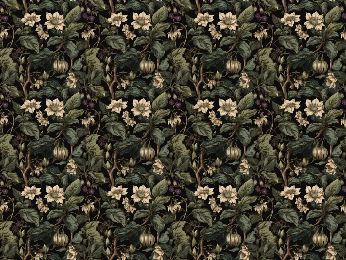 Botanical Blossom Wall Mural - Beige in your room — zoomed
