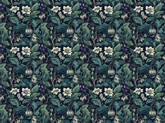Botanical Blossom Wall Mural - Teal