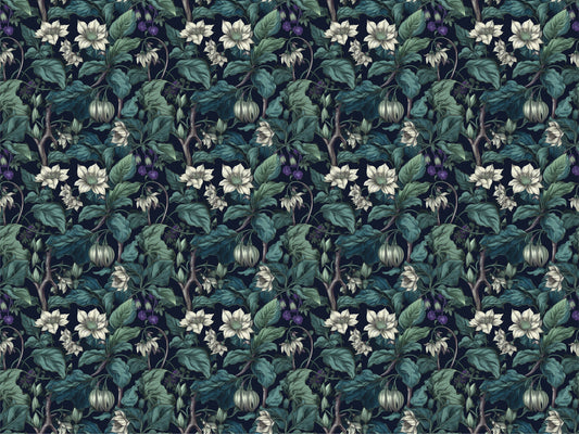 Botanical Blossom Wall Mural - Teal