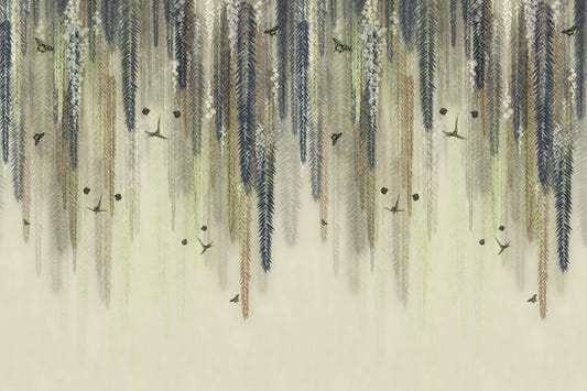 Hanging Leaves Wallpaper Mural - Green