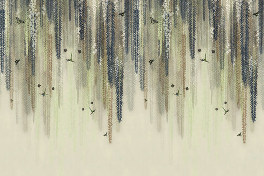 Hanging Leaves Wallpaper Mural - Green