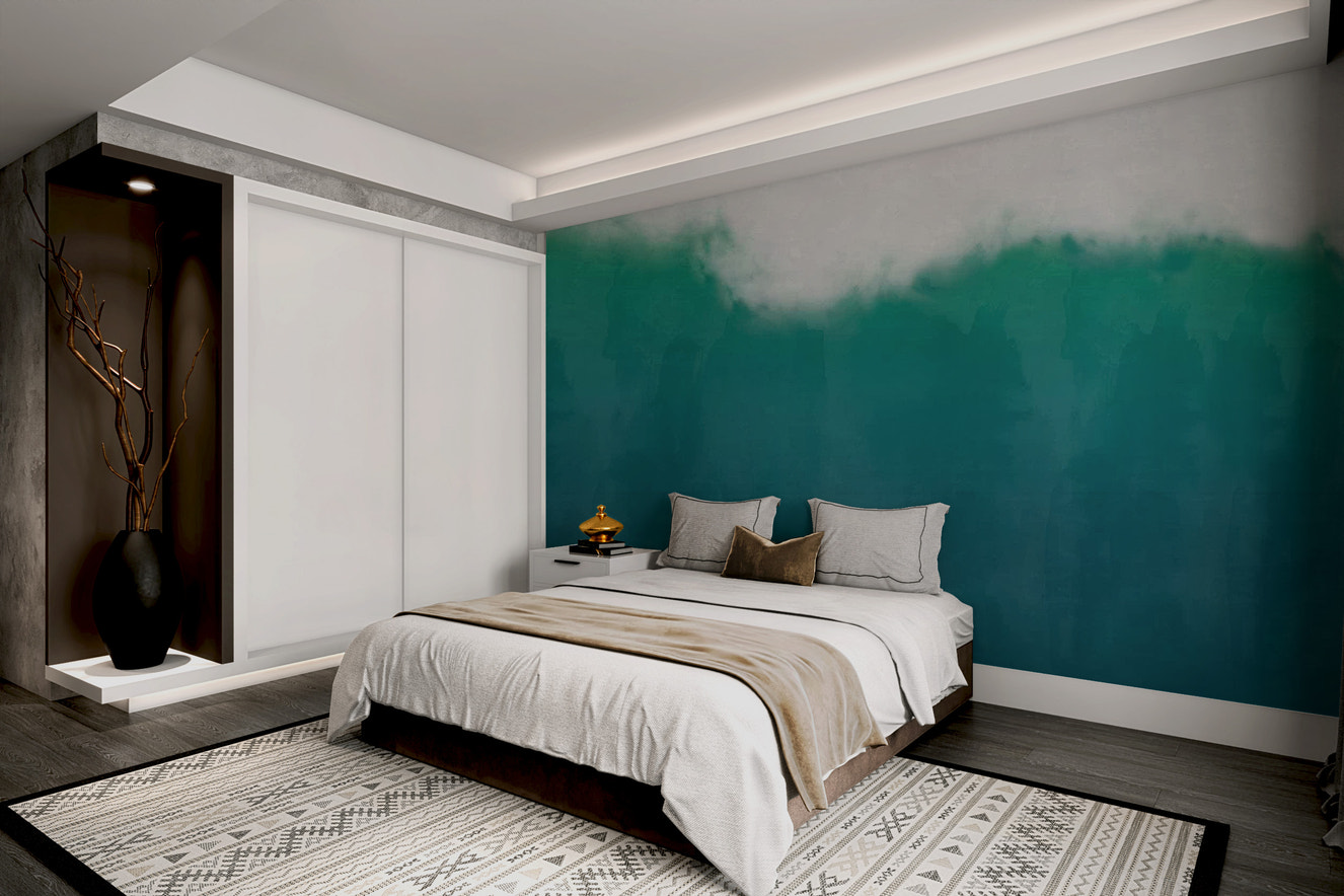 Green Watercolor  Wallpaper Mural