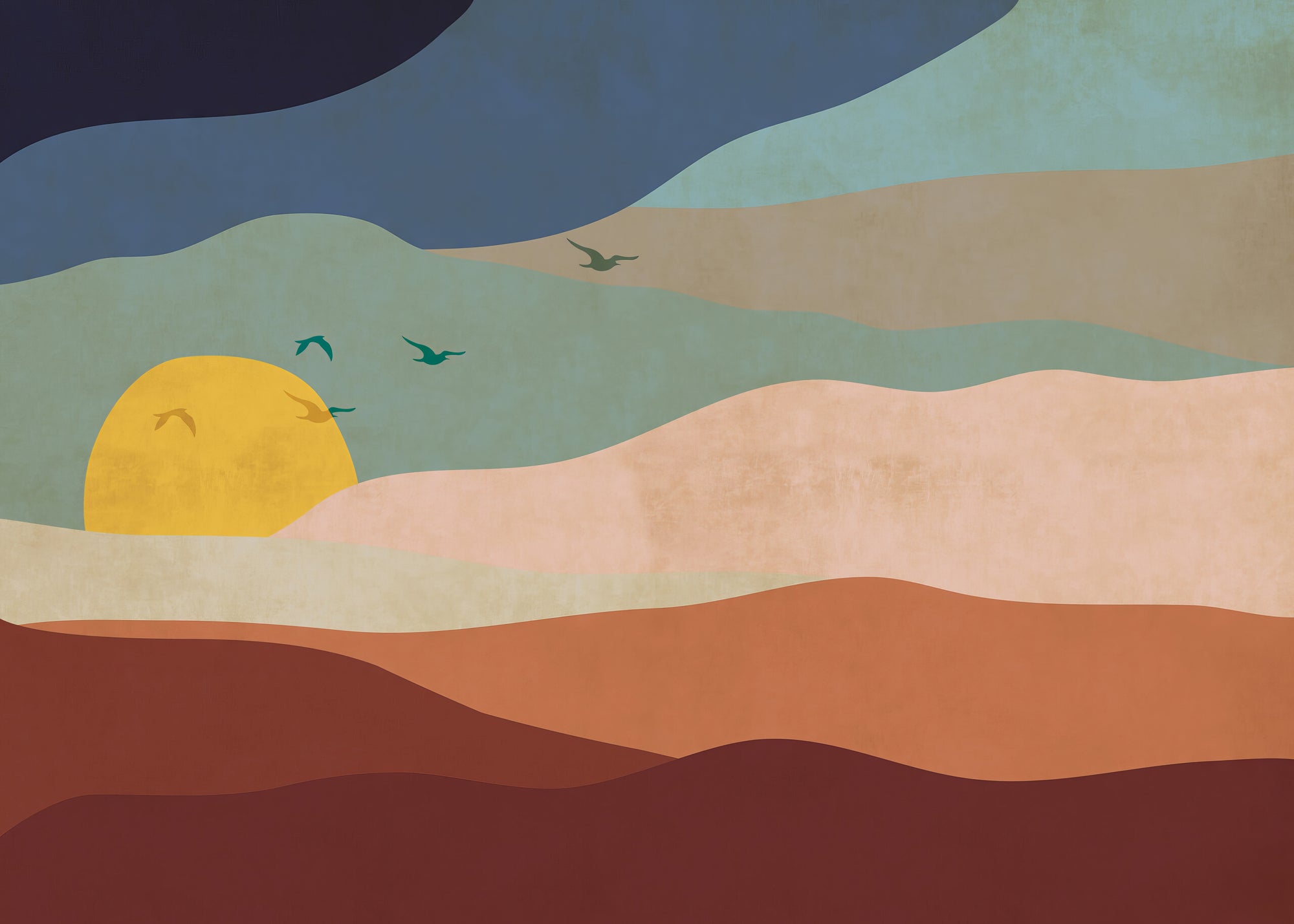 Sunset Abstract Wallpaper Mural
