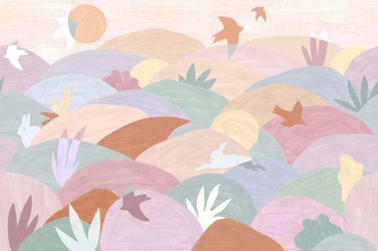 Pastel Abstract Hills and Landscape Wallpaper