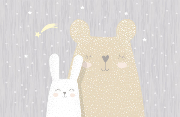 Sleeping Bear and Bunny Wallpaper