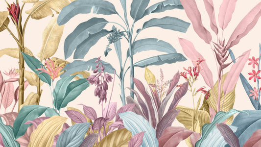 Pastel Tropical Plant Wallpaper Mural