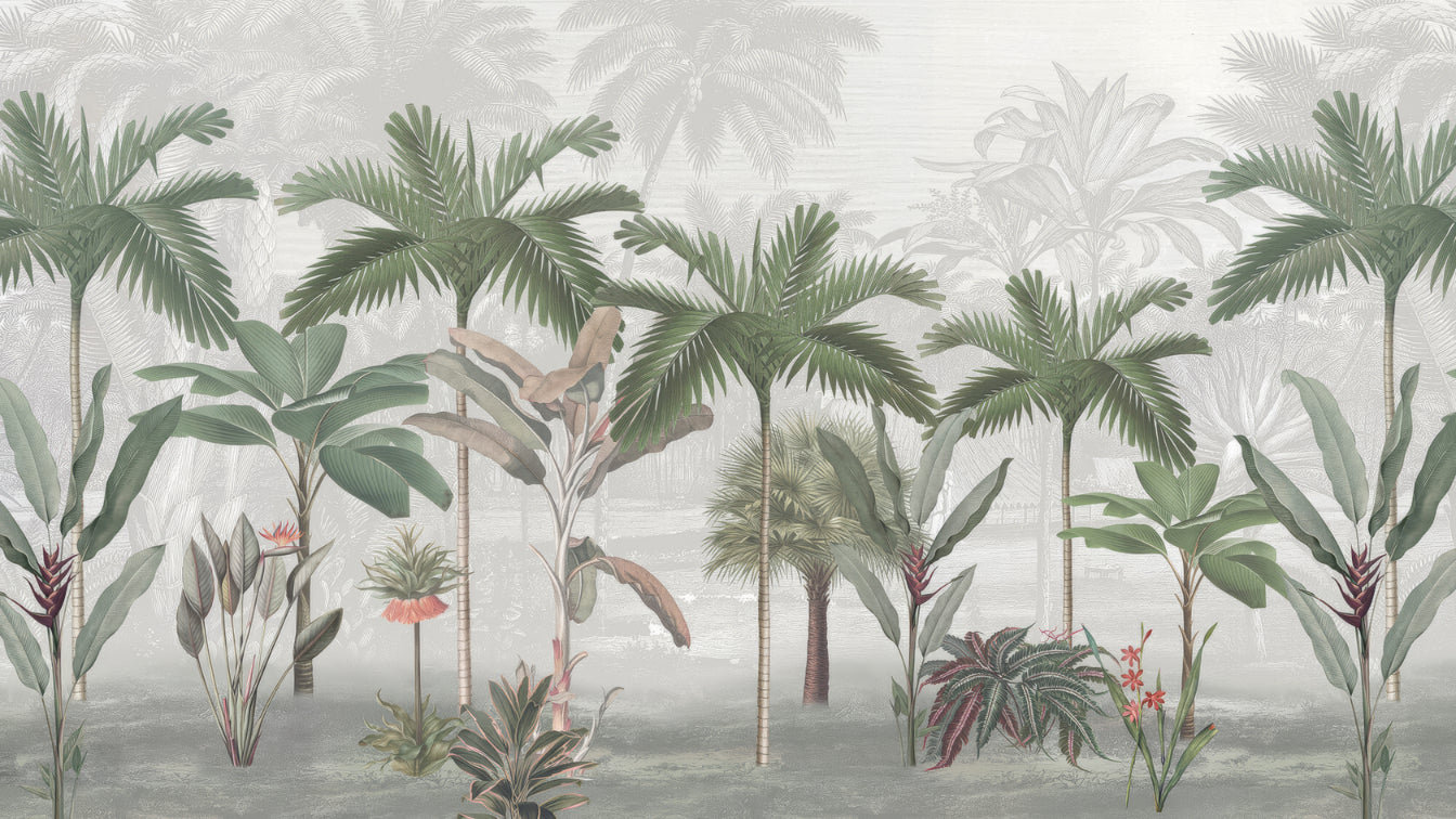 Vintage Tropical Palm Leaf Wallpaper Mural