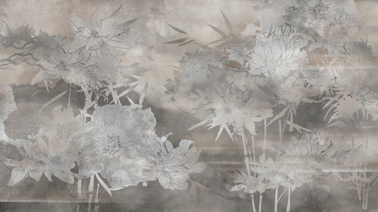 Gray Botanical Harmony Wallpaper Mural